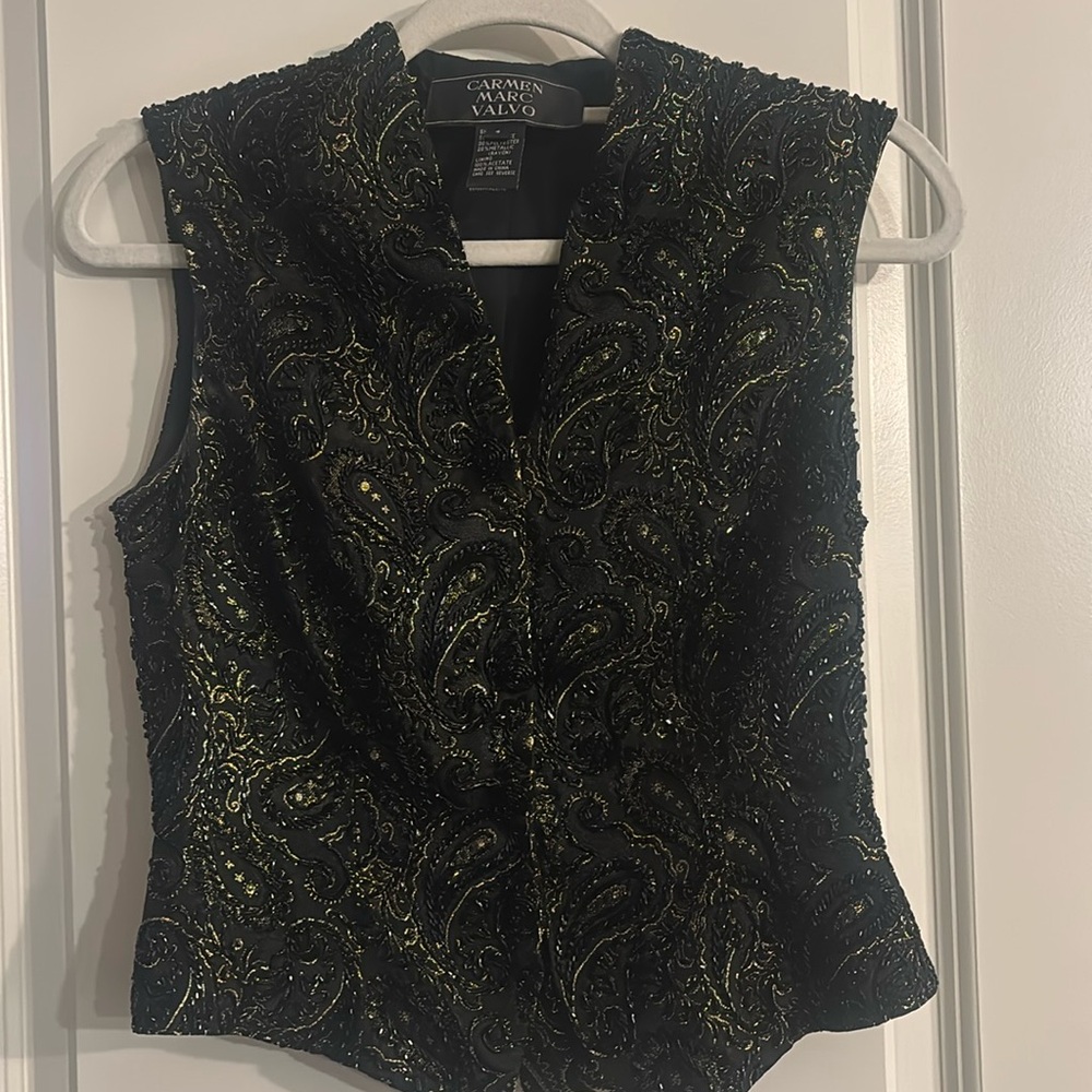 Carmen Marc Valvo Beaded Tuxedo Vest.  Size 4